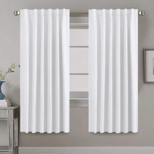 H.VERSAILTEX White Curtains Thermal Insulated Window Treatment Panels Room Darkening Privacy Assured Drapes for Living Room Back Tab/Rod Pocket Bedroom Draperies, 52 x 72 Inch, 2 Panels