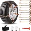 Car Tire Chains 205-305mm, Universal Emergency Anti-Skid Snow Strap Tires Chains for Trucks/Minivan/Pickup/SUV/ATV/UTV, Adjustable Thickened Traction for Tire Width 8.1-12inch(10 Pcs)