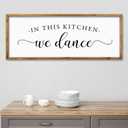 Kitchen Wall Decor In This Kitchen We Dance Sign, 32"×12", Wood