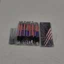 24 Sets Veterans Day Gifts Bulk American Flag Ballpoint Pens USA Patriotic Themed Black Ink Retractable Pen Stars Stripes Bookmarks Cards Stationery for Home Office Party Supplies Souvenirs