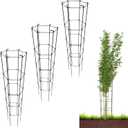 PVC Green Hexagon Folding Tomato Cage Climbing Plant Support Tower Vegetable Stake Trellis 46 Inch Height 3Pack