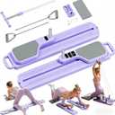Pilates Board,Pilates Reformer Board, Pilates Board for Home Workout, Portable Pilates Reformer, 9 in 1 Foldable Pilates Equipment with Timer & Resistance Band, Fitness, Exercise, Ab, Core (Purple)