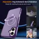 Hocase for iPhone 16 Case 6.1", with Magnetic Ring Stand [Compatible with MagSafe] [Military Grade Protection] Slim Shockproof Translucent Protective Phone Case - Purple