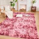 Andency Soft Area Rugs for Living Room Bedroom, 3x5 Non-Slip Fluffy Shag Carpet, Indoor Floor Fuzzy Shaggy Living Room Plush Rug for Kids Dorm Nursery Home Decor Aesthetic, Tie-Dyed Dark Red