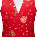 DiBanGu Mens Christmas Vest and Bow Tie Set Festival Christmas Snowflake Suit Vest for XmasNew Year Party Formal (Large)