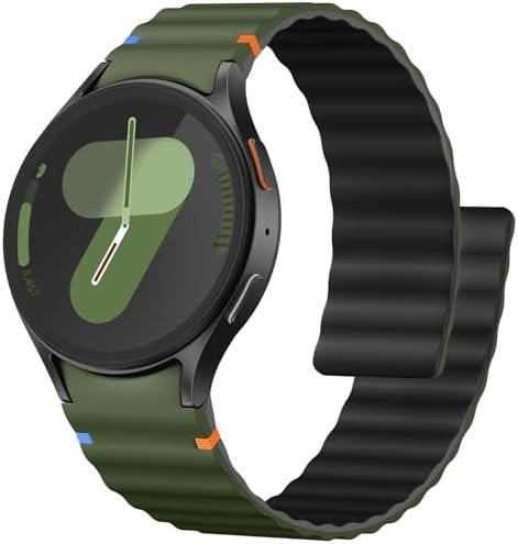 Magnetic Band Compatible with Samsung Galaxy Watch 7 6 5 4 FE 40mm 44mm, for Galaxy Watch 6 4 Classic 43mm 47mm 42mm 46mm/Watch 5 Pro 45mm Band, 20mm Sport Silicone Band for Men & Women, Wave Design