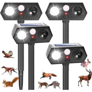 2026 Sonic Racoon Squirrel Fortress Pro Deer Repellent Devices, IP65 Solar Ultrasonic Motion Activated Animal Repeller Outdoor Cat Repellent Fox Deterrent with Light for Rabbit Bear Dog Garden(4)