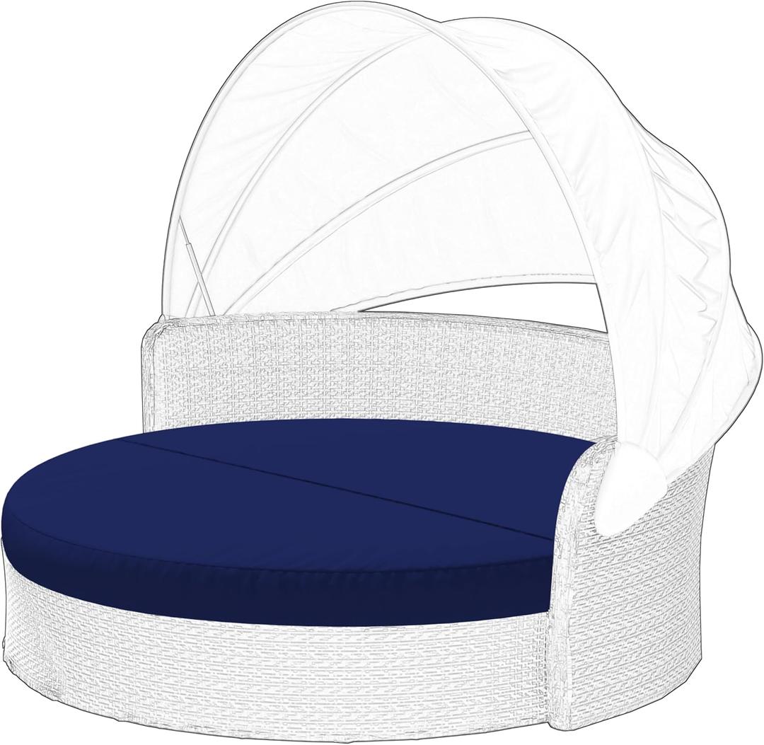 Outdoor Daybed Cushion Cover, 78" Replacement Round Bed Cushion Cover,Outdoor Waterproof and Fade-Resistant Sun Bed Outdoor Cushion Cover - Patio Round Daybed Cushion Cover, Cover ONLY (Navy Blue)