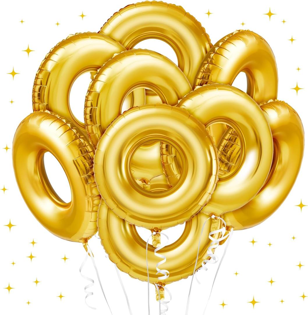 12 Pack 28" Gold Ring Birthday Party Balloon Cartoon Characters Themed Party Decor Foil Large Balloons for Cartoon Carnival Theme Birthday Decorations