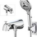 PROOX All Metal Tub Spout with Diverter, 6 Settings Hand held Shower with ON/OFF Pause Switch, Bathtub Faucet with Sprayer Chrome