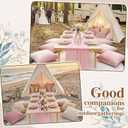 71x87'' Huge Teepee Tent with 91x71'' Extra Large Outdoor Boho Picnic Blanket Table Runner 6 Napkins Woven Cotton Yarn Oversized Beach Blanket Camp Wedding(Pink, White)