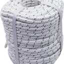 3/8 Inch x 200 Feet 4800Lbs Double Braided Polyester Rope Breaking Strength Strong Pulling Rope (White & Green)