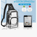 Clear Backpack Stadium Approved with Adjustable Reinforced Straps, 3 in 1 Clear Crossbody Bag for Festivals and Games (Black)