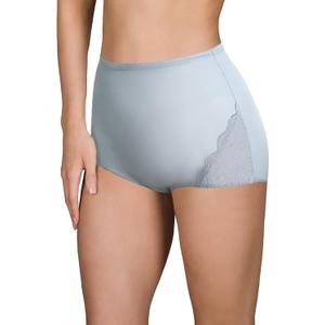 Shadowline Women's Nylon Full Brief Panty with Lace 3-Pack, 8 Plus
