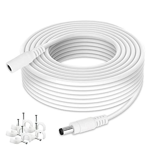 WILDHD DC Power Extension Cable 33ft, 2.1mm x 5.5mm Plug Compatible with 12V DC Adapter Cord for CCTV Security Camera, IP Camera, Standalone DVR (33ft White)