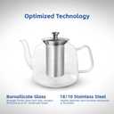 Glass Teapot with Infuser and Lid, 1300ml/43oz Borosilicate Glass Teapot with Stainless Steel Mesh Infuser for Loose Leaf & Blooming Tea, Stovetop & Microwave Safe