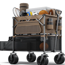 Double Decker Wagon 600lb Capacity & 400L Collapsible Sports Wagon with Big Wheels 54" Extended Utility Folding Cart for Camping Fishing & Outdoor Use