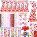 216Pcs Valentines Day Stationery Gifts,36 Sets Stationery Kit with Pencils,Heart Erasers,Cards,Pencil Sharpeners,Stickers and Gift Bags,Valentine's Gifts for Classmates,Party Favors