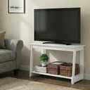 Furinno Beginning TV Stand, 2-Tier Rectangular Entertainment Center with Open Shelf, TV Console for TV up to 36 Inch, Open Back, for Living Room, Bedroom, White