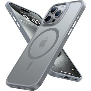 TORRAS Magnetic Shockproof Compatible with iPhone 15 Pro Case, [Military-Grade Drop Tested] [Compatible with MagSafe] Translucent Slim Protective, PC & TPU, Anti-Fingerprint Guardian Mag 2023, Grey