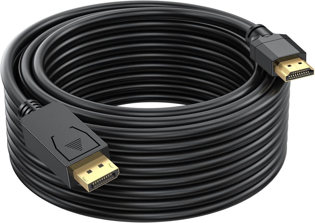 4K DisplayPort-DP to HDMI Cable 25FT, UVOOI 25 Feet Display Port to HDMI Cable Adapter, 4K&3D, 28AWG, 7.62M for HDTV, Monitor, Projector