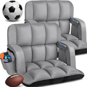 Stadium Seats with Back Support 2 Pack, 12-Grid Ergonomic 4.7" Thick Bleacher Chairs for All-Day Comfort, 6 Reclining Positions, Portable Extra Wide Adjustable Stadium Chair for Football & Baseball, 350lb