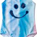 LIZENS Girls one Piece Swimwear Multicolor Swimsuit Colorful Beach Bathing Suit for Kids 2-12 Years (7-8 Years, Skyblue)