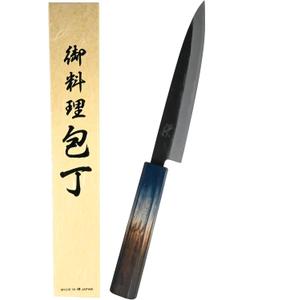 Honkaku Kurouchi Sakura petty knife, 11.2inch, Black And Silver, KAJIYA02