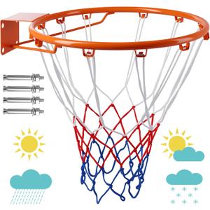 Basketball Rim, Regulation Size 18" & Durable Solid Steel with Polyester Net-Door and Wall Mount for Indoor Outdoor Use