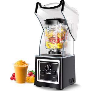 Wantjoin Professional Grade Blender - Soundproof & Quiet Commercial Blenders, Removable Shield, 2000W Watte, 67 Oz Capacity - Perfect for Kitchen, Fruits, Shakes, Smoothies, and Frozen Drinks(Black)