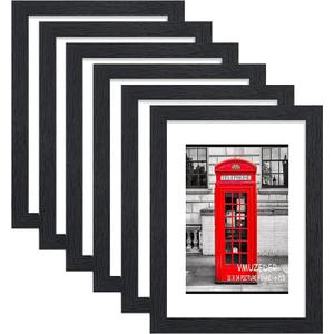 11x14 Picture Frame Rustic Black Wood Set of 6,Display Pictures 8x10 with Mat or 11x14 Without Mat,Multi Photo Frames Collage for Wall