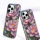 Jusy Compatible with MagSafe Lotus Case for iPhone 15 Pro, Aesthetic Stained Glass Floral Magnetic Phone Case, Soft TPU and Hard PC Protective Cover for Women Girls (Shiny) -Lotus