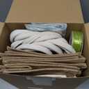 Shinylin 12 Pcs Small Burlap Tote Bag Set with Handles Spring Wedding Favors Reusable Jute Tote Bag Bulk with Eucalyptus Tissue Paper and Green Ribbon Wrapping 8.7x5.5x7inch