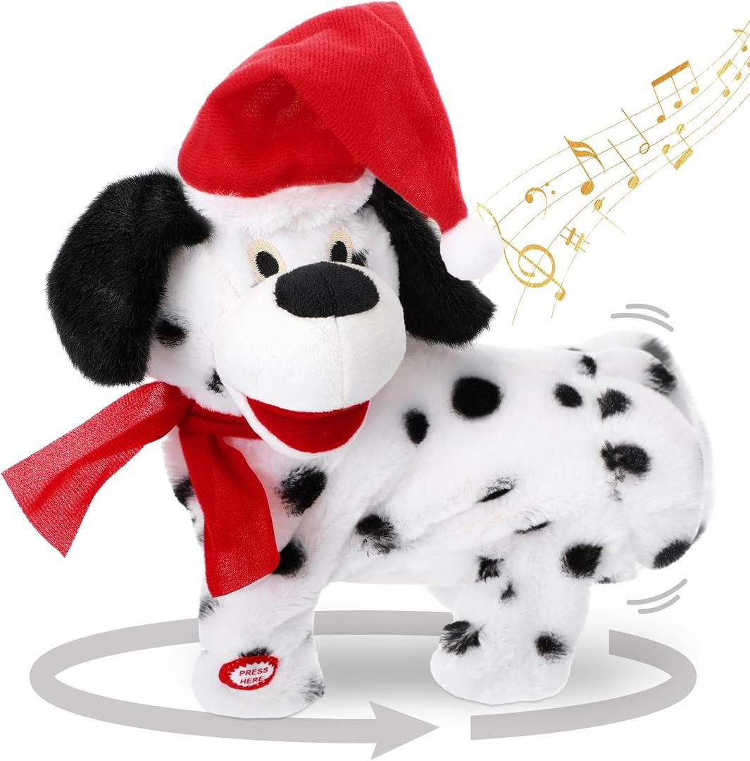 Singing Twerking Dog with Music Animated Christmas Toys Plush Interactive Singing Dog Toy Figures with 8 Songs and Lights Repeat What You Say, Xmas Gift