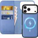 SHIELDON Detachable Case Wallet for iPhone 17 Pro Max 6.9" 2025 | Genuine Leather | Wireless Charging | RFID Blocking Card Holder | Kickstand | Folio | Magnetic Protective Cover | Light Purple