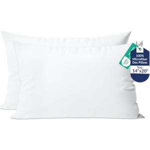 ROYALE LINENS 14 x 20 Pillow Insert - Down Alternative Throw Pillows Insert - Rectangle Pillow Pack of 2 White - Bed & Couch Pillows - Inner Cushion for Bed, Cushion for Living Room - Shams Stuffer