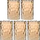 Glass Lamp Shade Replacement Globe & Cover for Light Fixture, 6-1/16" Height 4-1/16" Diameter, 1-5/8 inch Fitter, 5 Pack Amber Hammered Water Ripple Cylinder Glass Shade