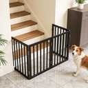 Dog Gate Indoor, Freestanding Dog Fence for The House, Doorways, Hallways,or Stairs,Pet Gate Foldable Wooden,Expandable 24" Height 6 Panels,Black