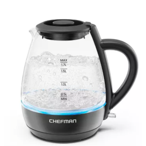 Chefman 1.7-Liter Electric Tea Kettle w/ Borosilicate Glass and Automatic Shutoff - Black