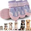 Dog Shoes for Large Small Medium Dogs, Breathable Mesh Dog Boots & Paw Protectors for Summer Hot Pavement Winter Snow, Waterproof Anti-Slip Dog Booties for Hiking Hardwood Floors(Pink-Purple) (#1)
