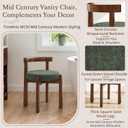 LUE BONA Wood Vanity Chair Stool with Back, Mid-Century Makeup Bench, Green, 17.9"W x 17.9"D x 25.2"H