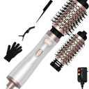 3 in 1 Rotating Hair Dryer Brush, Auto Rotating Blow Dryer Brush Spinning with 2 Brushes (2" & 1.5"), Negative Ionic Brush Blow Dryer, Round Brush Blow Dryer Volumize Curling 100-120V