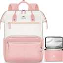 MATEIN Lunch Backpack for Women, 15.6 Inch Work Backpack with Laptop Compartment, College Computer Lunchbox Backpacks with Insulated Lunch box Meal Prep Bag for Teens Office Commute College, 2pcs Set (Pink)