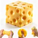 Cheese Squishy Stress Relief Toy,Soft Slow Rising Sensory Food Fidget Toy,Cute Squeeze Stress Balls for Adults,Anxiety Relief Calming Fidget for Office Home Travel