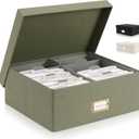 ZICOTO Decorative Photo Storage Box - Sturdy Linen Photo Organizer with Dividers is Perfect to Store Up to 1700 Pictures and 4x6 Photos - Portable Scrapbook Storage Containers with Lid (Sage)