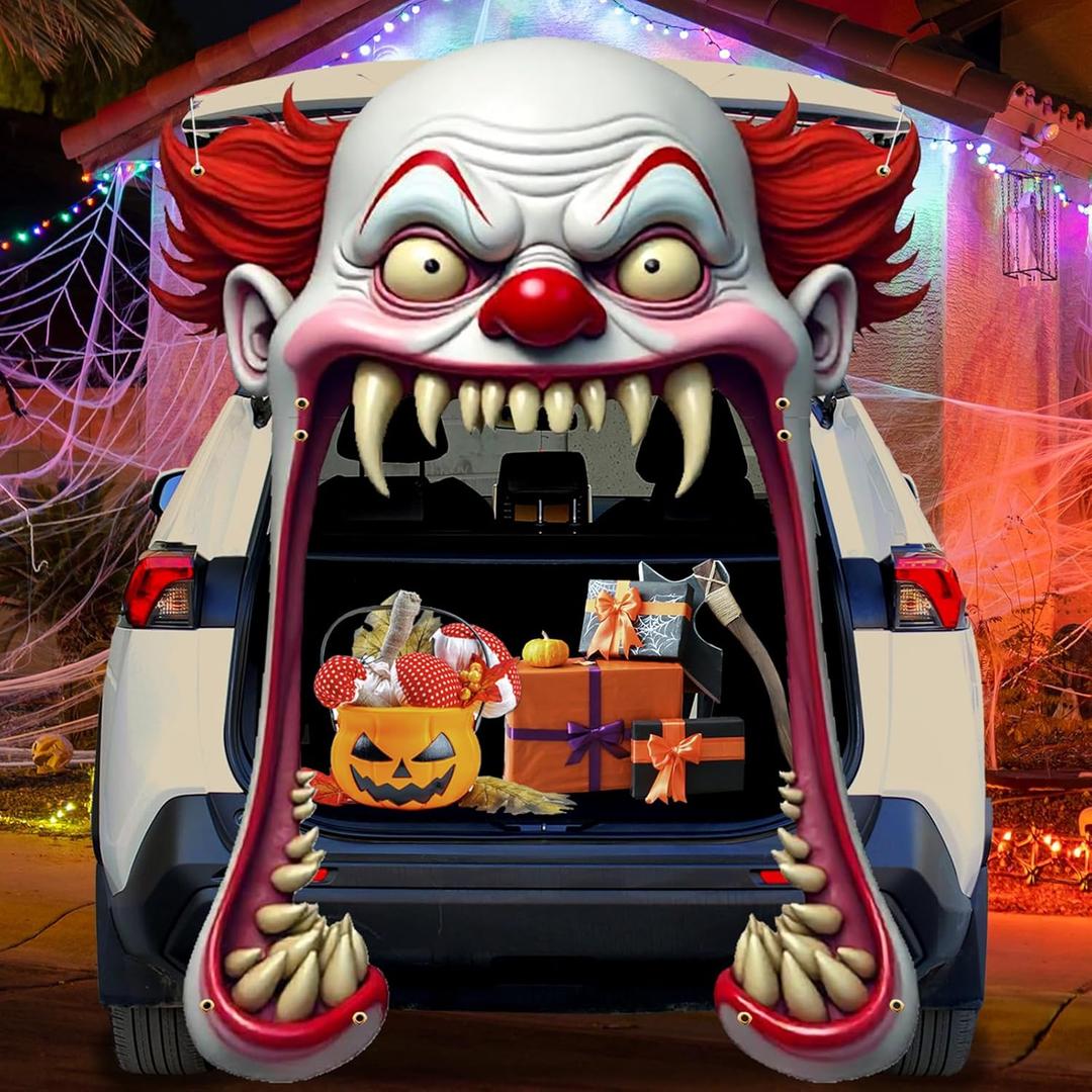 Halloween Trunk Or Treat Car Decorations Kit, Horror Movie Halloween Car Decorations Backdrop Spooky Trunk Or Treat car Decoration Kit for Archway SUV Decor