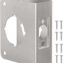 Single Hole Door Knob Reinforcement Plate Brushed Nickel, Fits 1-3/4" Doors, 2-3/8" Backset, Door Lock and Door Knob Cover Plate, Deadbolt Cover Plate Reinforce and Repair Wood or Metal Doors
