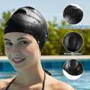 Swimming Cap - Silicone Swim Cap for Women & Men, Long Hair Swim Cap for Adults, Older Kids, Keep Hair Dry and Protect Ears