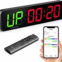 15.2" Gym Timer, App & Remote Control, Customizable LED Colors, Workout Interval Timer Stopwatch Countdown Large Digital Wall Clock for Home Gym