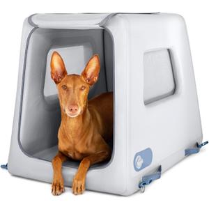 Diggs Enventur Medium Inflatable Travel Dog Crate  Ultra-Light & Portable Dog Crate  Puncture-Resistant, Waterproof, Compact  Safe, Durable for Adventures & Travel - 34" L x 22.5" W x 27" H (Grey)